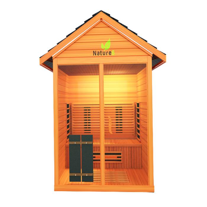 Medical Sauna Hybrid Outdoor Sauna Nature 6 Version 2 Full Spectrum Infrared Tech