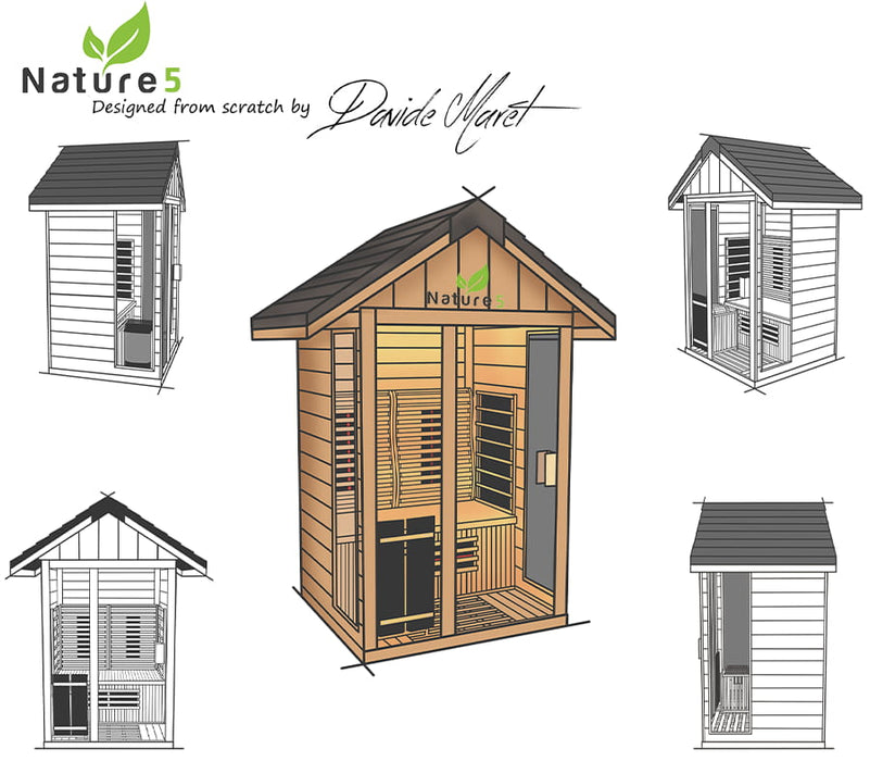 Medical Sauna Hybrid Outdoor Sauna Nature 5 Version 2 Full-Spectrum Infrared Tech